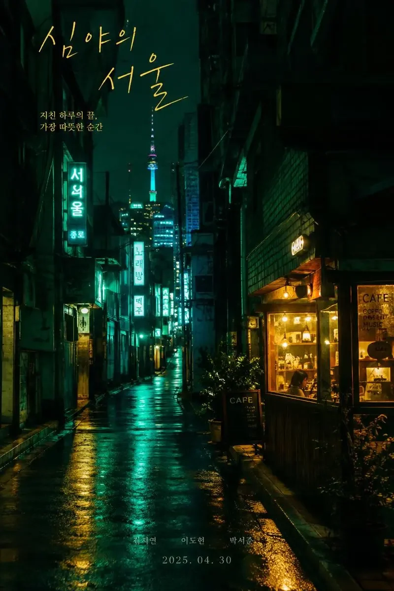 《首尔午夜咖啡馆》影片封面，爱情、都市、剧情题材，2026 年影片演示海报